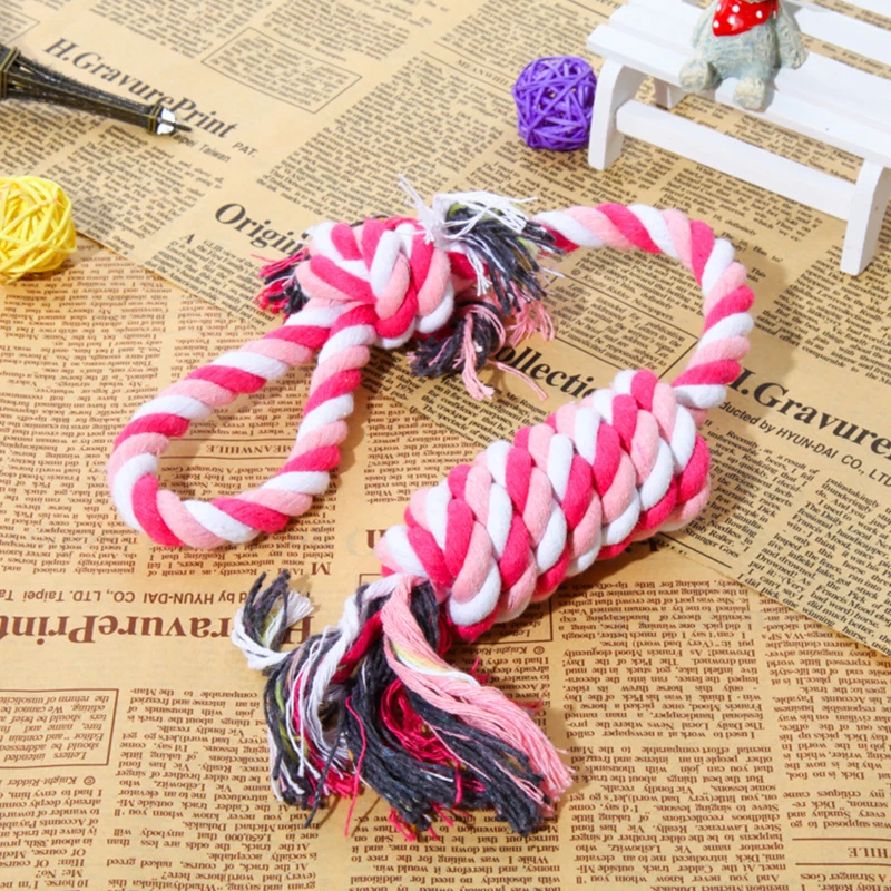 Rope Cotton Dog Ball Braided Knot Toy Bone Toys Teething Cleaning