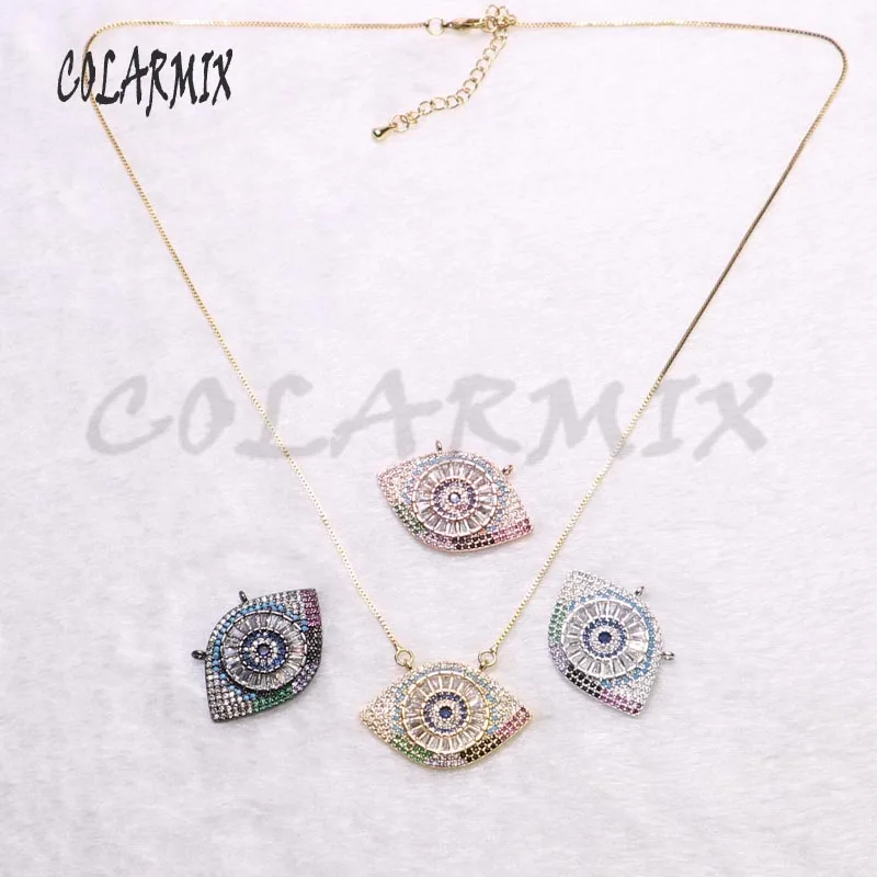 Ожерелье с большим кристаллом 5 нитей подвески аксессуары дьявольским глазом