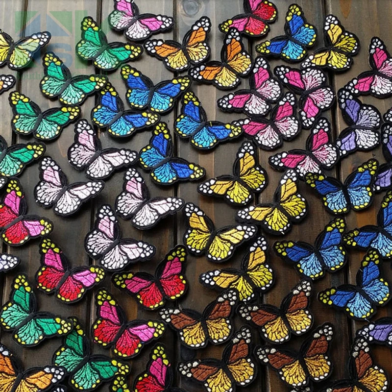 10 шт./лот многоцветная вышитая бабочка кружевная ткань нашивка Пришивные