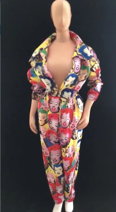

Women Sexy Stage Monroe Beautiful Smile Jumpsuit Tooling Bodysuit Outfit Party Nightclub Stage Wear Performance Party Costume