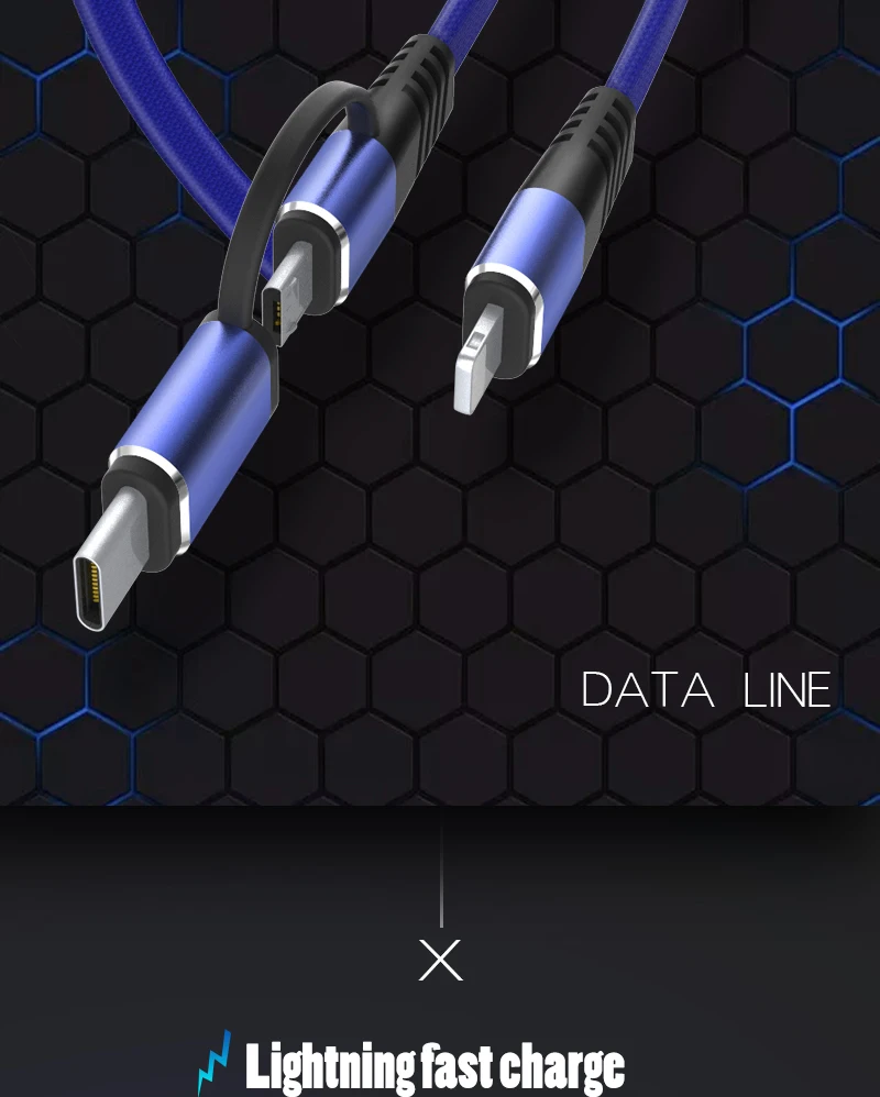 1,2 м Micro usb type-C Pin телефонный кабель практичный 3 в 1 кабель для зарядки для Iphone X 8 7 6s Plus кабель для зарядки данных для samsung S9