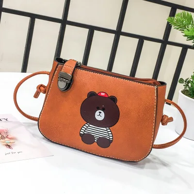 2018 новая сумка мультфильм милый медведь мини pu телефон Малый Вечерние