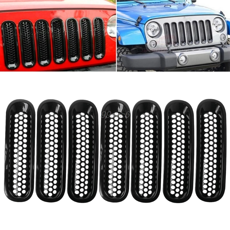 Для 2007 2017 Jeep Wrangler JK матовая Черная передняя вставка сетчатая решетка Накладка