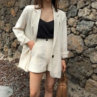 womens suit summer new linen fashion temperament small suit shorts two piece female casual loose thin cotton and linen suit