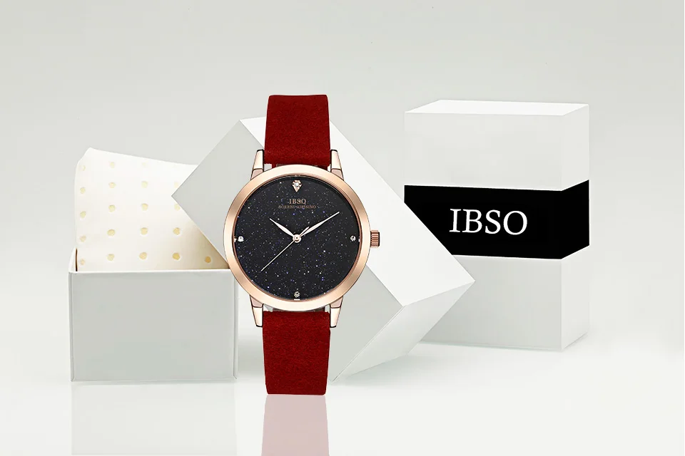 IBSO, бренд, модные, звездное небо, женские часы,, натуральная кожа, ремешок, кварцевые часы, женские, повседневные, галактика, женские часы