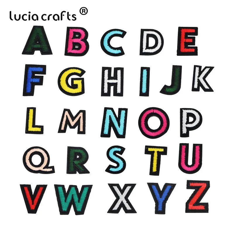Style10 20x38mm26pcs Lucia ремесла цифры Алфавит буквы нашивки вышитые железные на патч для Бейджи для одежды паста для сумки брюки Швейные L0404 - Цвет: Style10 20x38mm26pcs