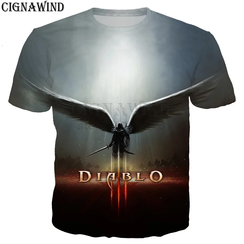 Новинка, футболка в стиле Харадзюку для мужчин/женщин,, игра Diablo 3 Reaper of Soul, футболки с 3D принтом, Повседневная футболка в стиле хип-хоп, уличная одежда, топы