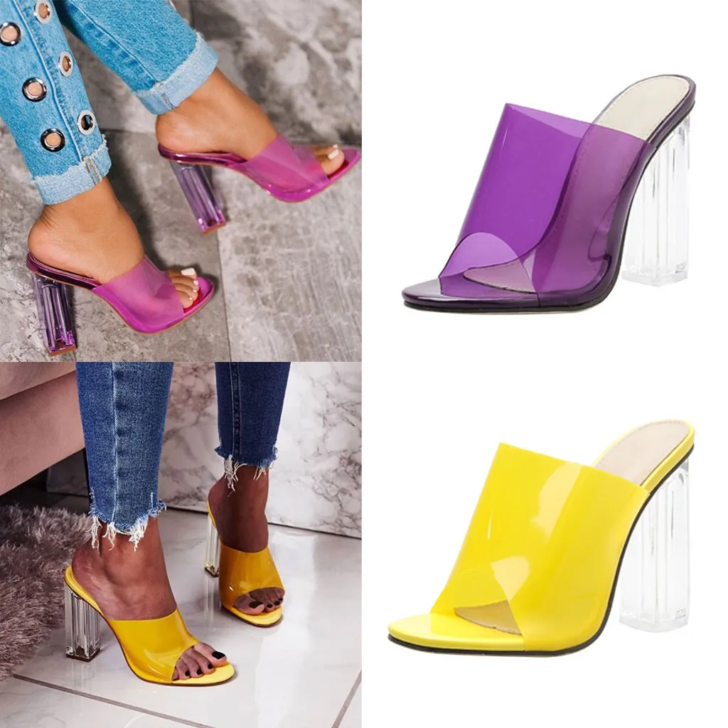 Talon transparente femme buty na koturnie/женские летние повседневные Модные прозрачные туфли на высоком каблуке с кристаллами; Si14