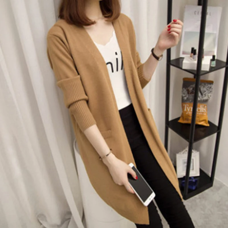 Autumn Winter Sweater Long Cardigan Female Fashion Sleeve Tricot Women Jacket Tops Coat |