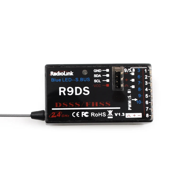 

2pcs RadioLink R9DS 2.4G 9CH Receiver for RadioLink AT9 AT10 Transmitter RC Helicopter aircraft quadut Multirotor Support S-BUS