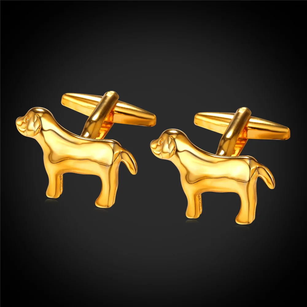 Новинка 2016 запонки с подвеской в виде собаки золотого цвета Новые для мужчин C1993 |