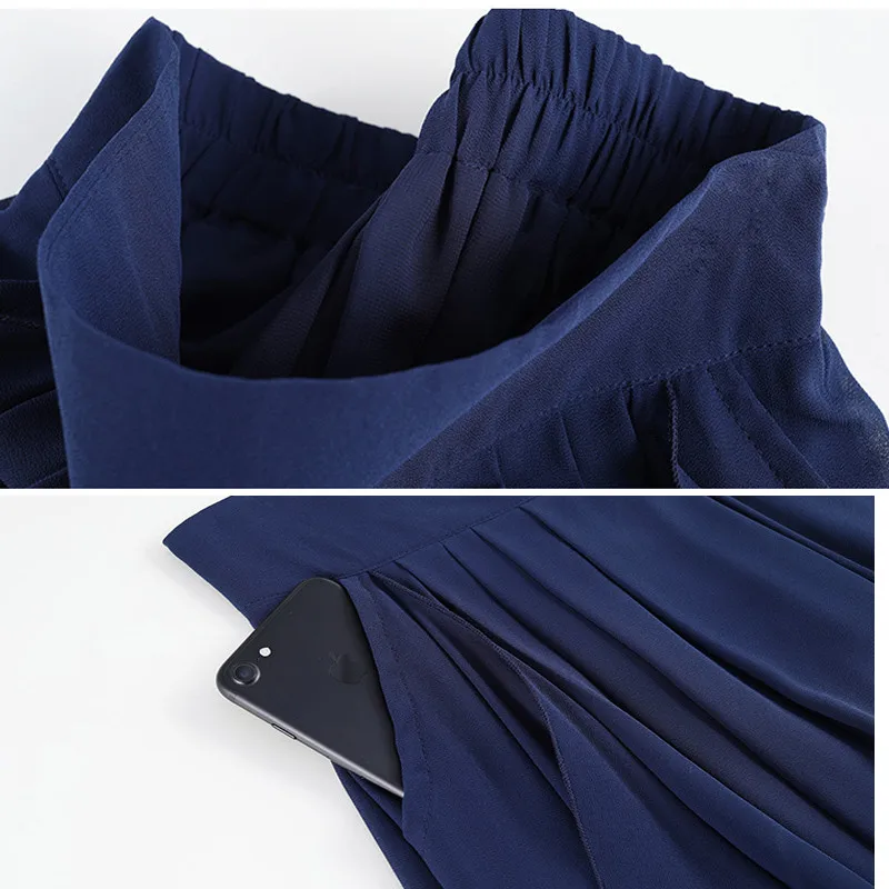 Свободные шифоновые широкие брюки женская одежда летние гофрированные до