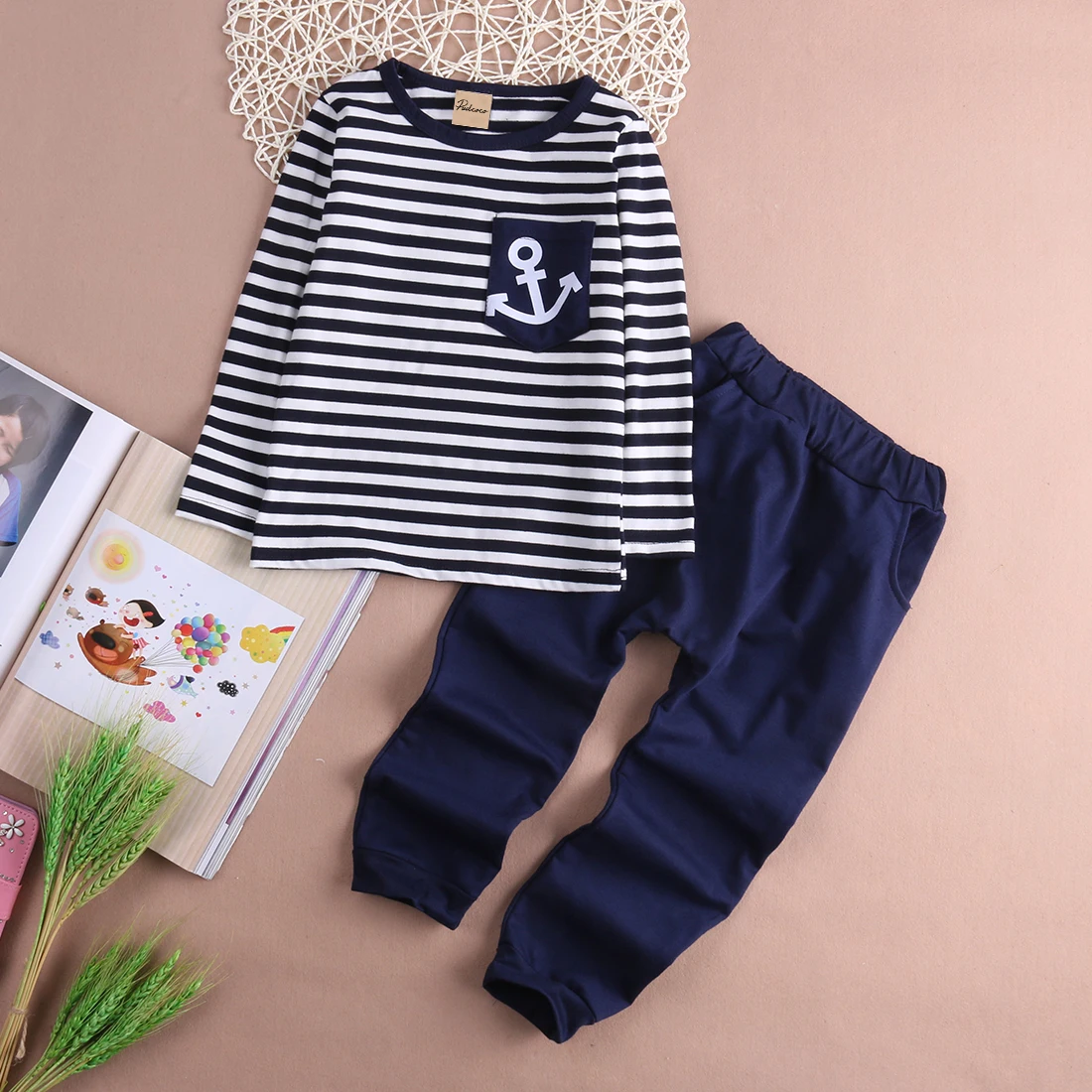 Hi Baby Store Toddler Kids Boys Long Sleeve stripe Shirt + Harem Pants 2pcs Clothes |