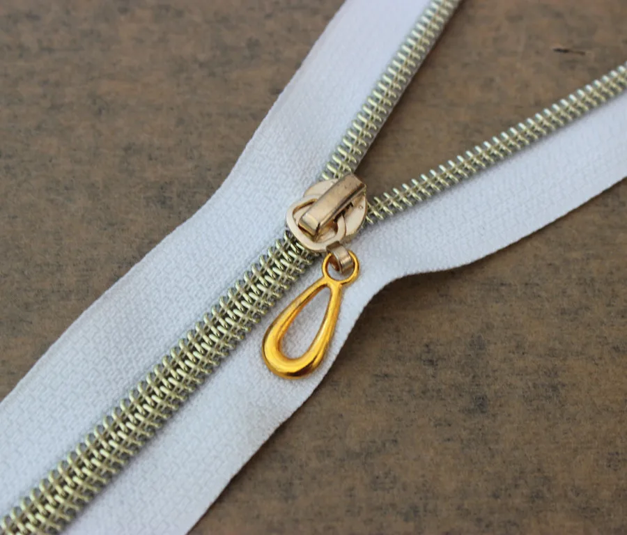 5 шт. молнии Открытый Конец Белый металл молния золотые зубы ремесло для шитья 40