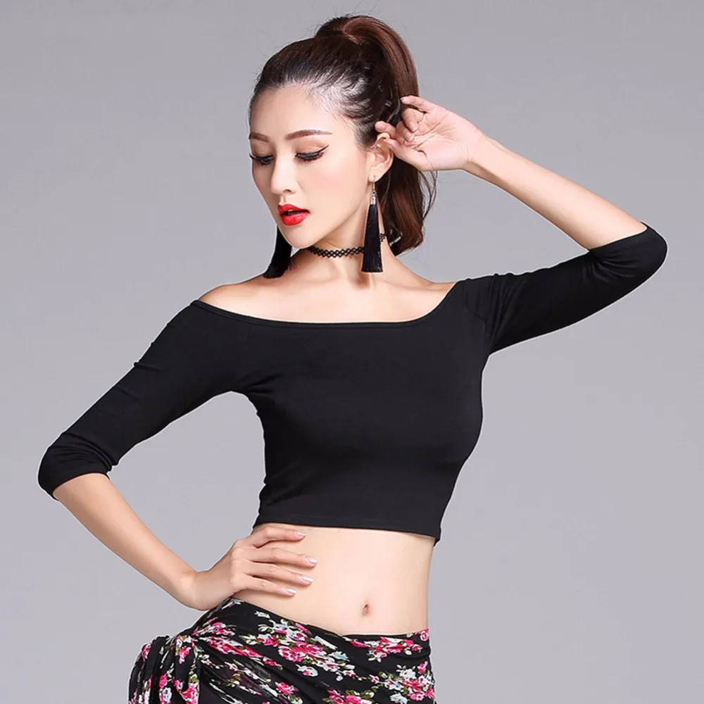 Новинка 2020 топы для латинских танцев женщин/Взрослых M/L/XL/XXL черная рубашка без