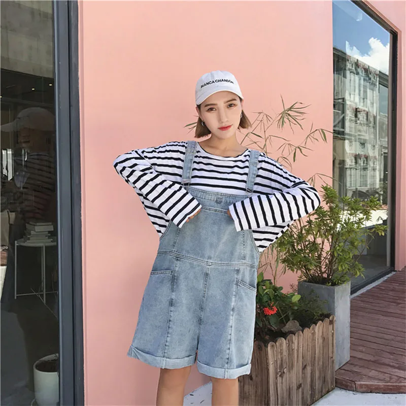 Джинсы женские джинсовые на бретелях брюки с тонкими широкими штанинами