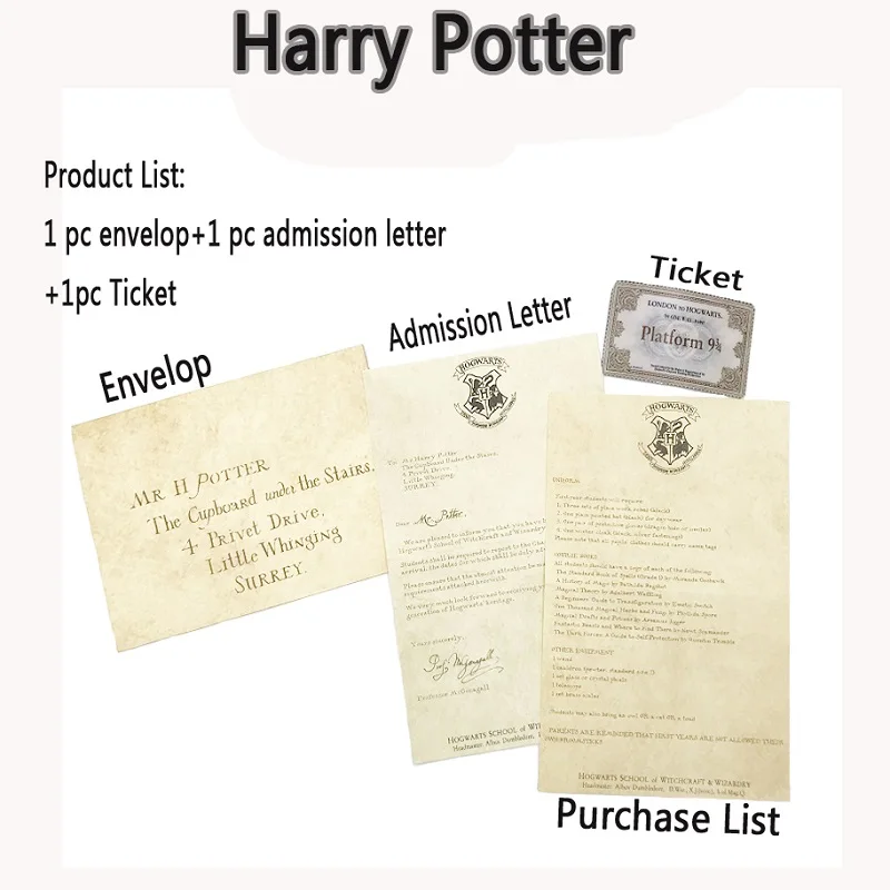 Potter School Acceptance Letter of admission at hogwarts Children Cosplay Tickets&amp Admission Juguetes for birthday | Дом и сад