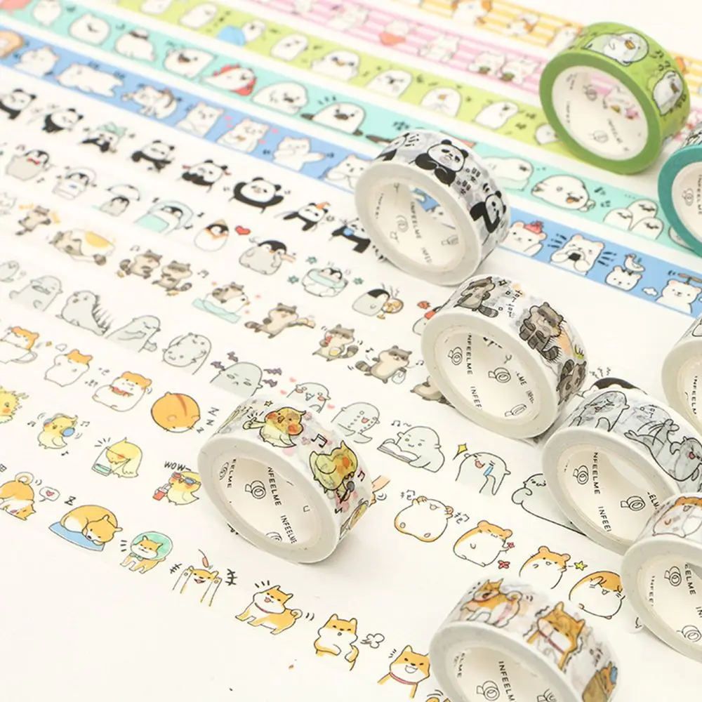 

1.5 cm Wide Round Animal Panda Penguin Raccoon Duck Washi Tape Adhesive Tape DIY Scrapbooking Sticker Label Masking Tape