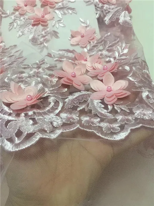 Блестящая кружевная ткань guangzhou bridal фатиновая 3D аппликация с бусинами chantilly в