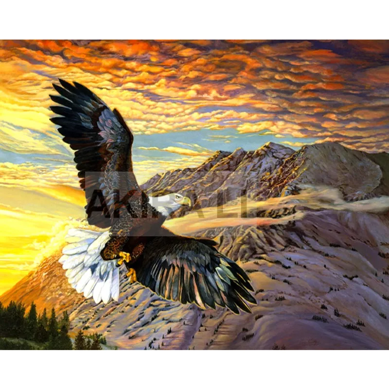 Картина с бриллиантами животное полный квадратный орел горное небо горный