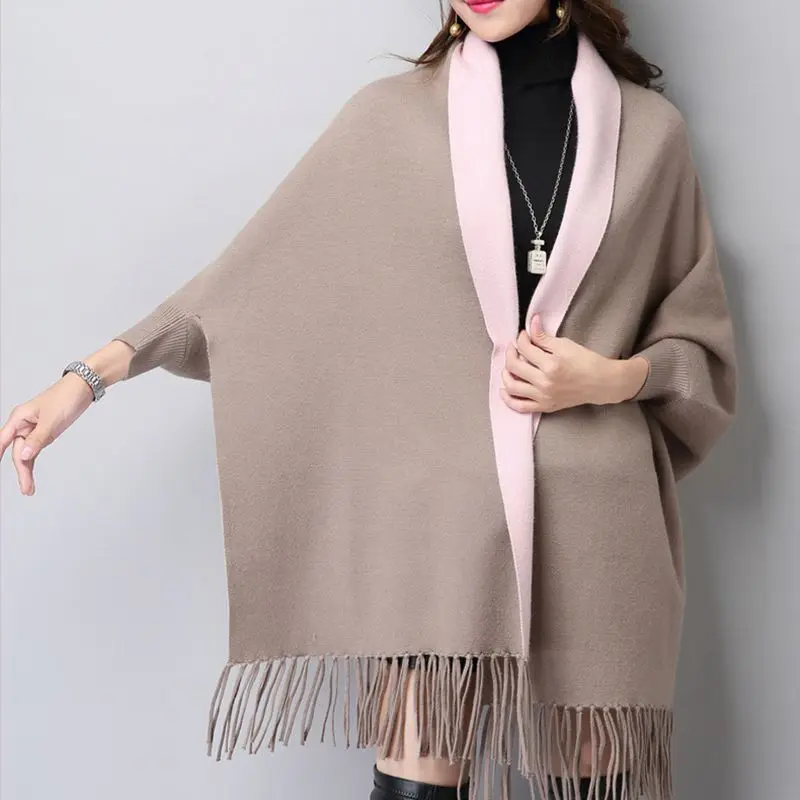 Женский свитер с кисточками Boho свободный Трикотажный рукавом летучая мышь