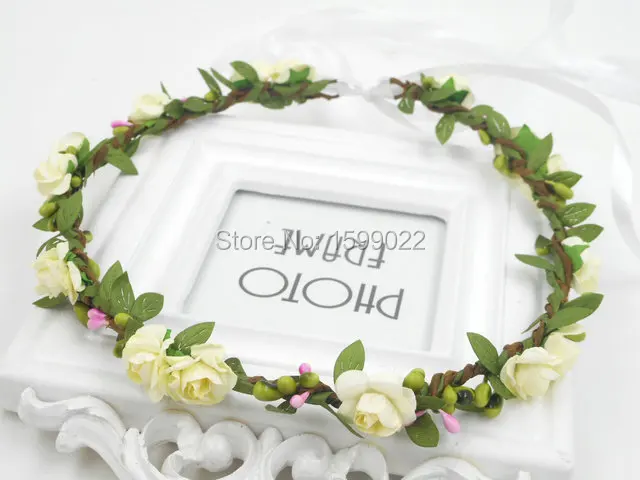 Тиара цвета слоновой кости венок с цветами для девочек ручная работа бохо волос