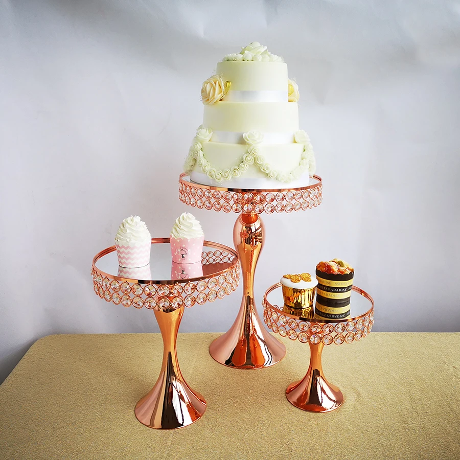 1 шт-3 шт золотой и серебряный &amp розовое золото Торт Стенд Набор Зеркало Топ