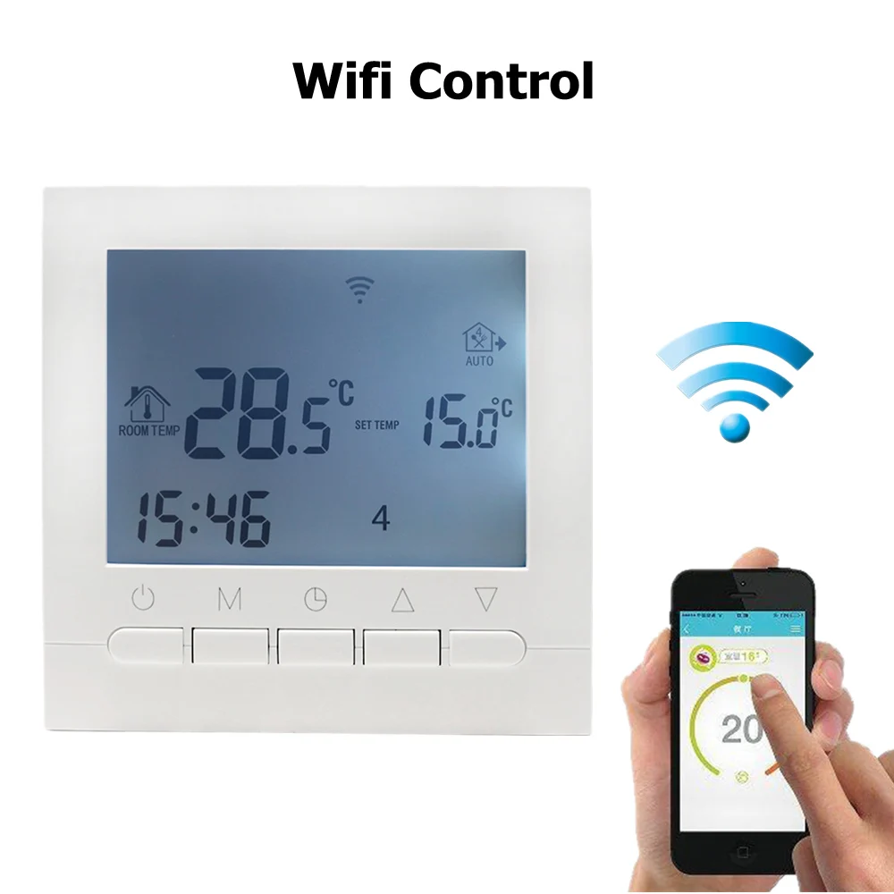 16A AC 220V wifi термостат для нагрева воды/электрическая система отопления wifi термостат приложение управления для теплого пола - Цвет: Wifi Control