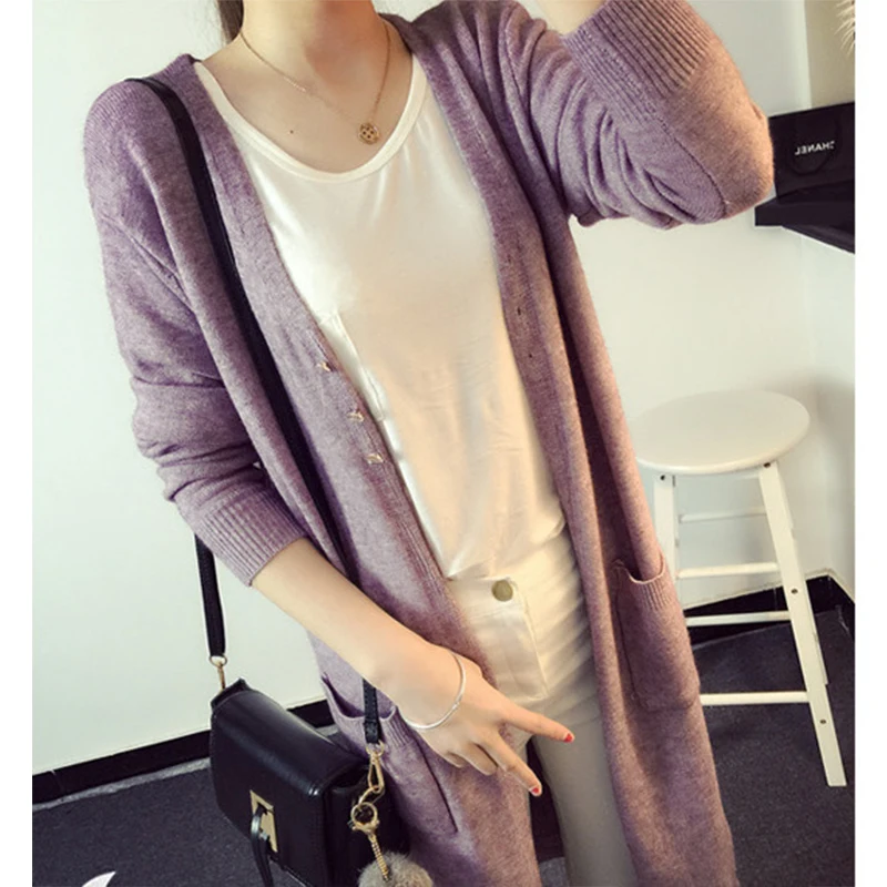 Тонкие осенние женские куртки свитер кардиган Пальто для будущих мам 2017 вязаный