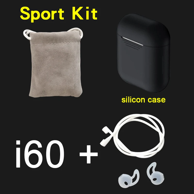 i60 sport kit black Беспроводная bluetooth-гарнитура i60 tws с супер басами tws i60x pk i20 i30 i80 i100 для iPhone Android i60 tws - Цвет: i60 sport kit black