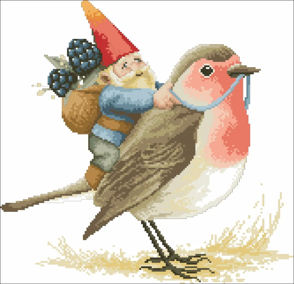 

Needlework 14CT 16CT 18CT Cross Stitch, DIY Count Cross Stitch, Embroidery Set, Riding bird Dwarfs