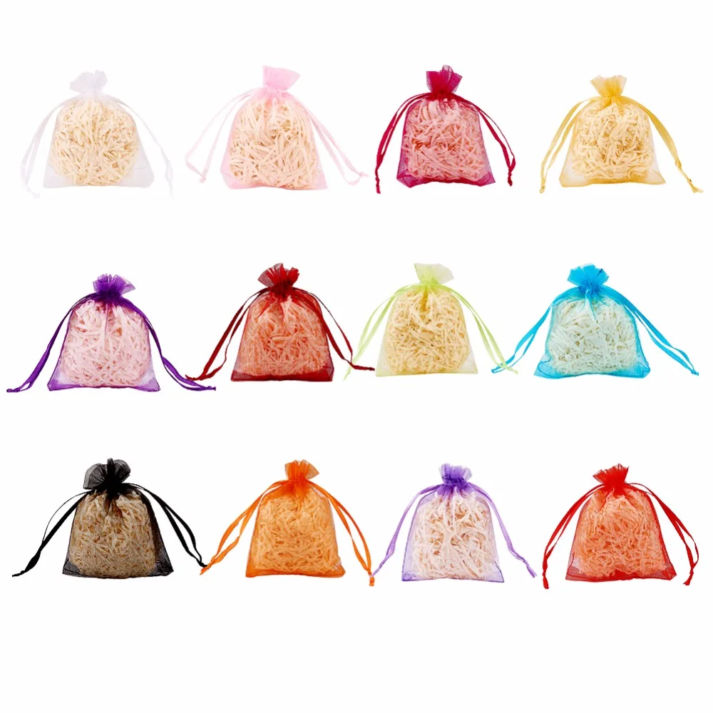 

200pcs 8x10cm 10x12cm Mixed Color Organza Drawstring Bags Pouches for Jewelry Packing Wedding Gift bags Candy Bags