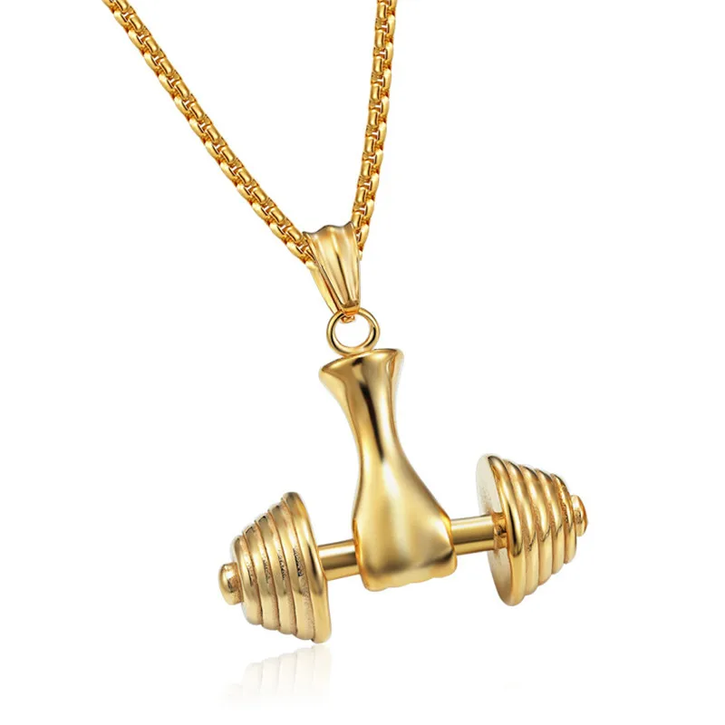 Gym Sport Charm Pendant Necklace Women Men Jewelry Gold Color Fitness Necklaces& Pendants - Окраска металла: Gold