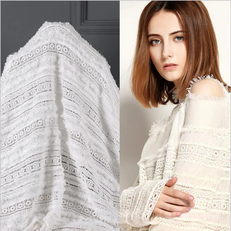 Белая открытая сетчатая кружевная ткань для свадебного платья DIY Tissu au Metre Tecidos