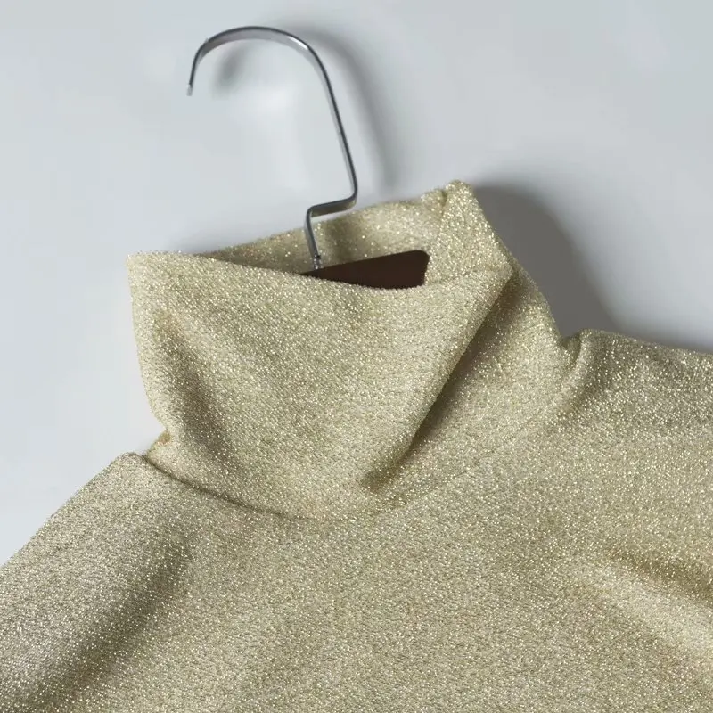 ANSFX Сексуальная водолазка Bling яркие линии боди женщина с длинным рукавом Tight Короткий комбинезон Slim fit комбинезон Комбинезоны 4 цвета