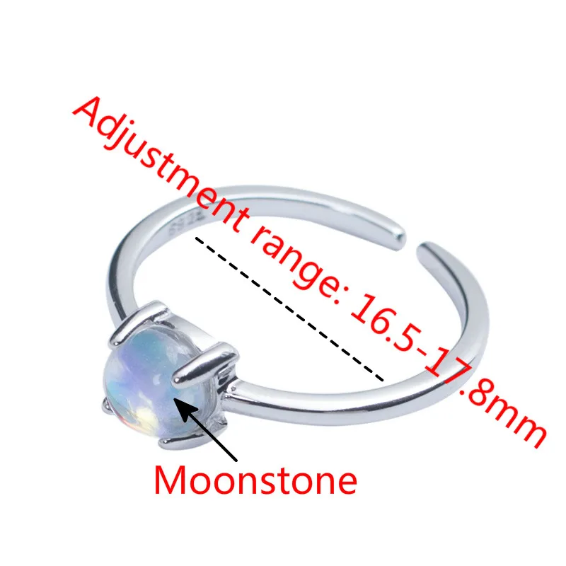 Женское Открытое кольцо с лунным камнем ювелирное изделие из стерлингового