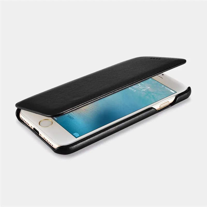 Ультра тонкий чехол для iPhone 7 8 роскошный загнутый край натуральная кожа защитный