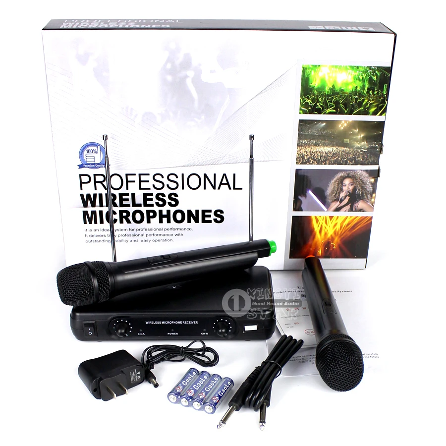 Профессиональный беспроводной микрофон для караоке двойной ручной ресивер
