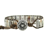 new women bracelets natural stones zinc alloy beads single leather wrap bracelet semi precious stone cuff bracelet dropship
