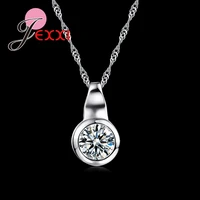 trendy fashion simple 925 sterling silver big zirconia cz circle drop necklace for women best gift elegant jewelry
