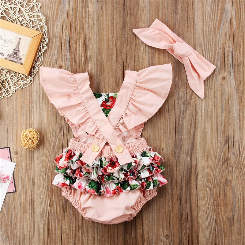 2019 Новое поступление модный детский комбинезон с цветочным рисунком для