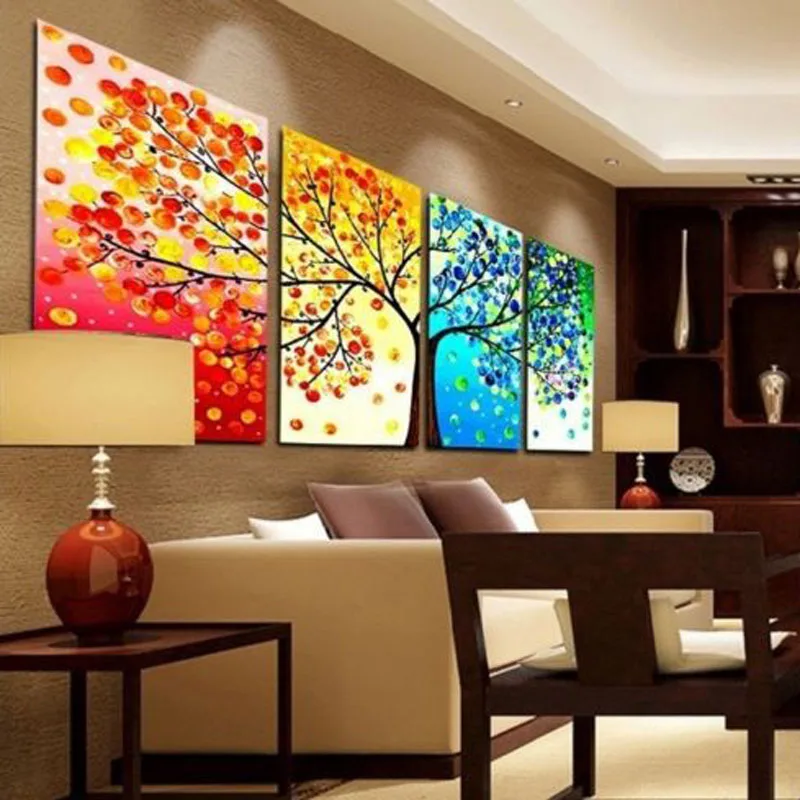 

Four Seasons Trees MODERN ABSTRACT WALL ART OIL PAINTING ON CANVAS NO FRAMED 100% HAND PAINTED CANVAS ART HOME DECOR