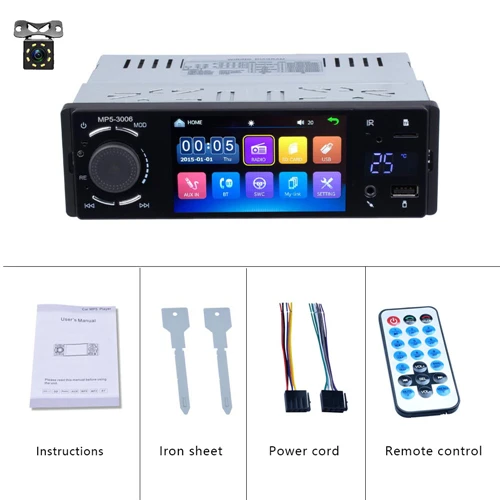 With 8 IR Camera Podofo автомобильное радио 4,1 ''сенсорный экран аудио стерео Mirrorlink FM приемник Bluetooth Авто радио встроенный термометр дисплей плеер - Цвет: With 8 IR Camera