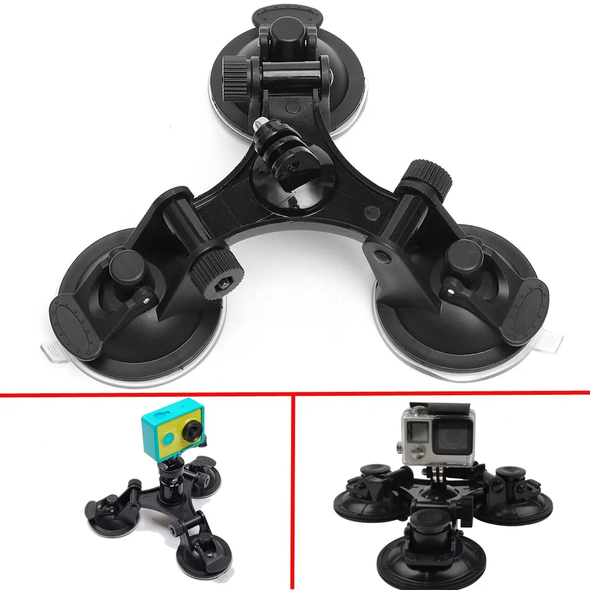 Автомобильный держатель с тройной присоской для GoPro SJCAM | Электроника