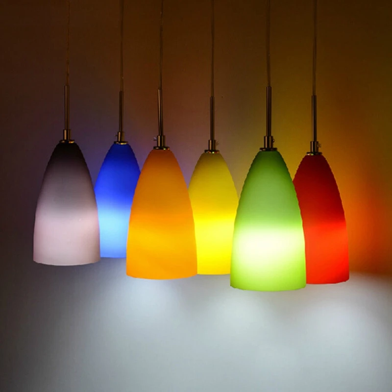 Разноцветный стекло столовая подвесной светильник современный краткое LED бар