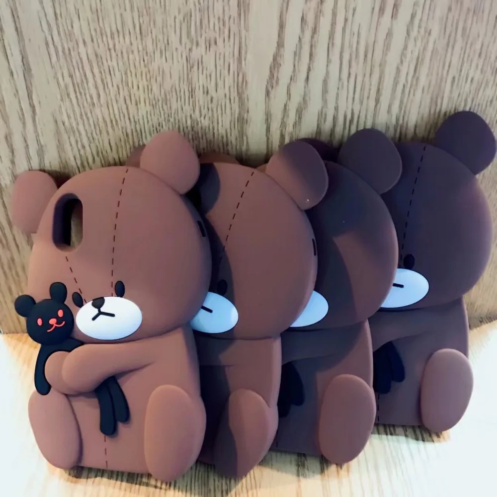 Забавный мультяшный 3D Медведь Игрушка-обнимашка куклы чехол для телефона для Apple IPhone X мягкий силиконовый защитный чехол для iphone 8, 8 Plus