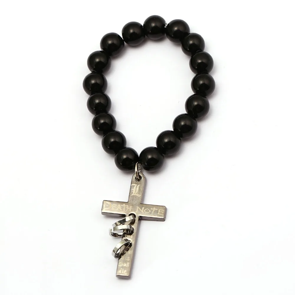 Аниме Death Note черный Золотой металлический браслет натуральный Лава Рок Браслеты