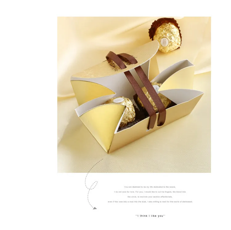 100 шт. Mariage et Cadeaux Baby Shower Papier de boite sucrerie Pour Ferrero Rocher Chocolat БОТЭ avec Рубан doux