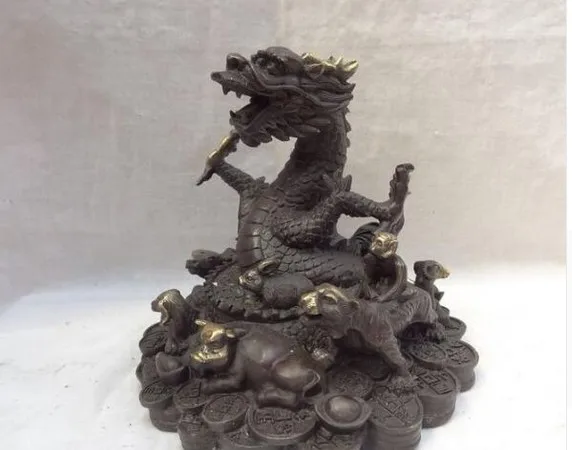 YM 322 8 дюймов китайская мечта о богатстве дракон YuanBao статуя в виде обезьяны тигра