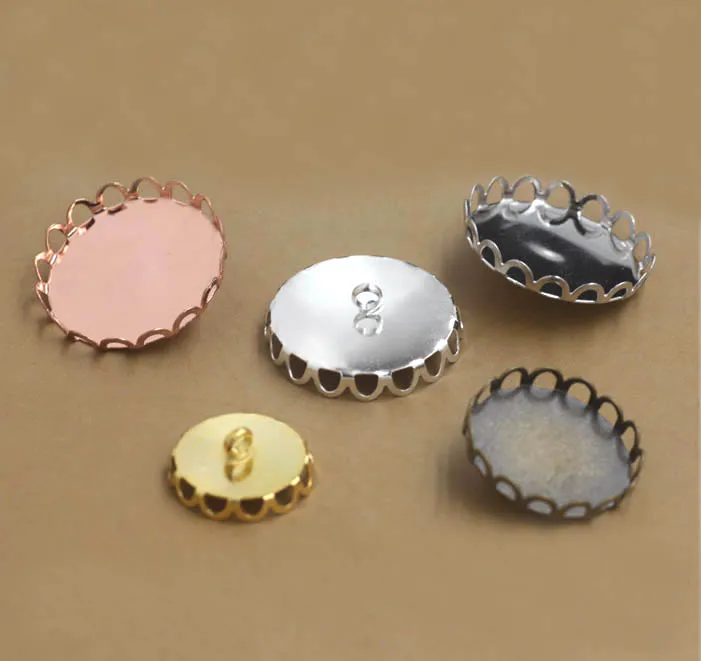 Круглый кружевной ободок с петлей сзади металлические кнопки основание 15 мм 25